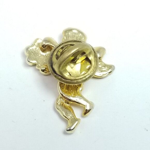Vintage Little Guardian Angel Pin with Green Shamrock Clover, Good Luck, Estate - Picture 2 of 5
